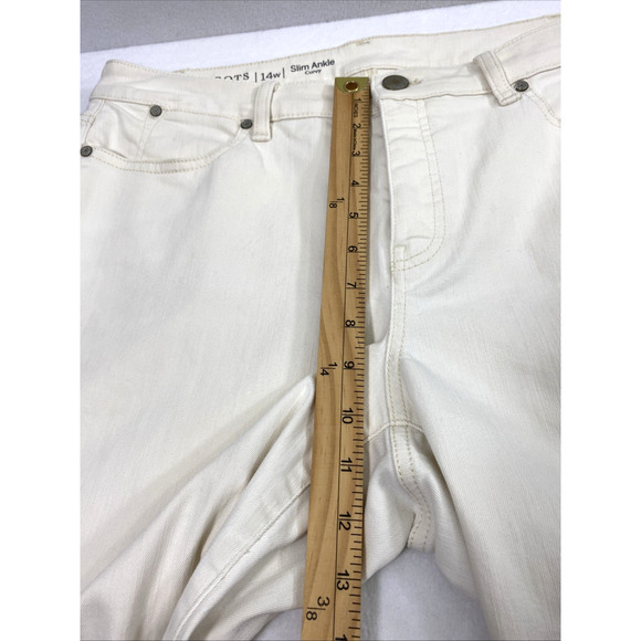 Talbots Slim Ankle Jeans Womens Size 14W Cream Straight Stretch Pockets - Picture 8 of 11